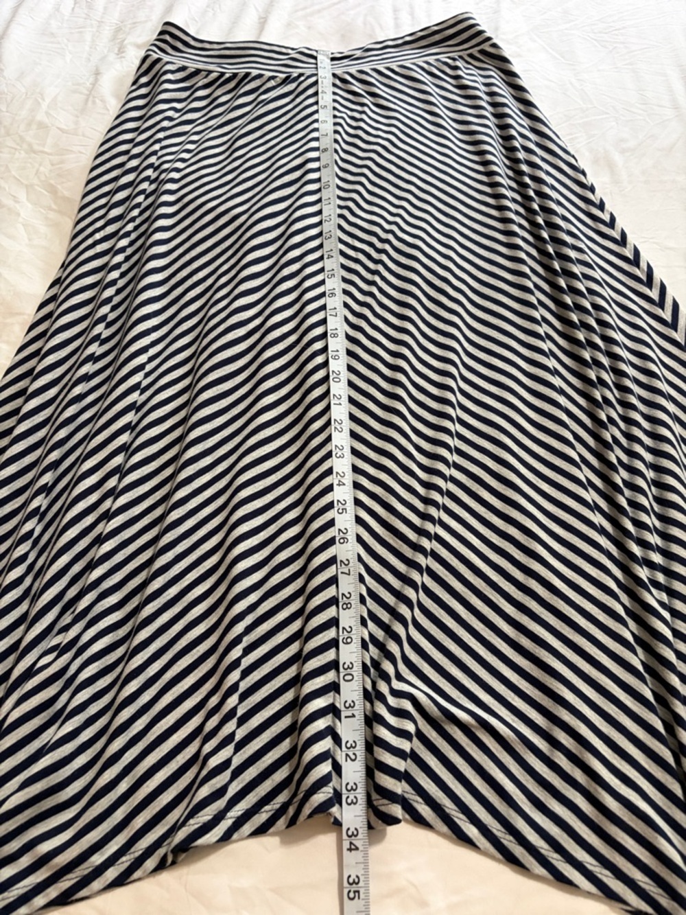Faded Glory Maxi Skirt Navy and Gray Striped Handkerchief Hem Boho - Picture 6 of 7